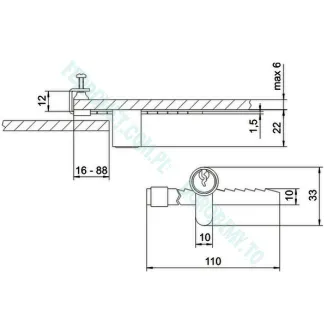 Zamek gablotowy do szyb przesuwnych - 2