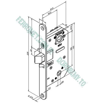 Zamek wpuszczany ABLOY LC204, szerokoprofilowy - 2