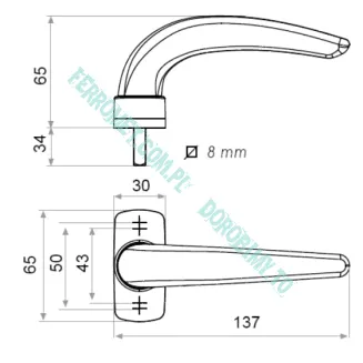 Klamka HORUS na prostokątnym szyldzie, wąski profil - 4
