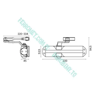 Samozamykacz hydrauliczny DORMA TS68 z ramieniem - 3